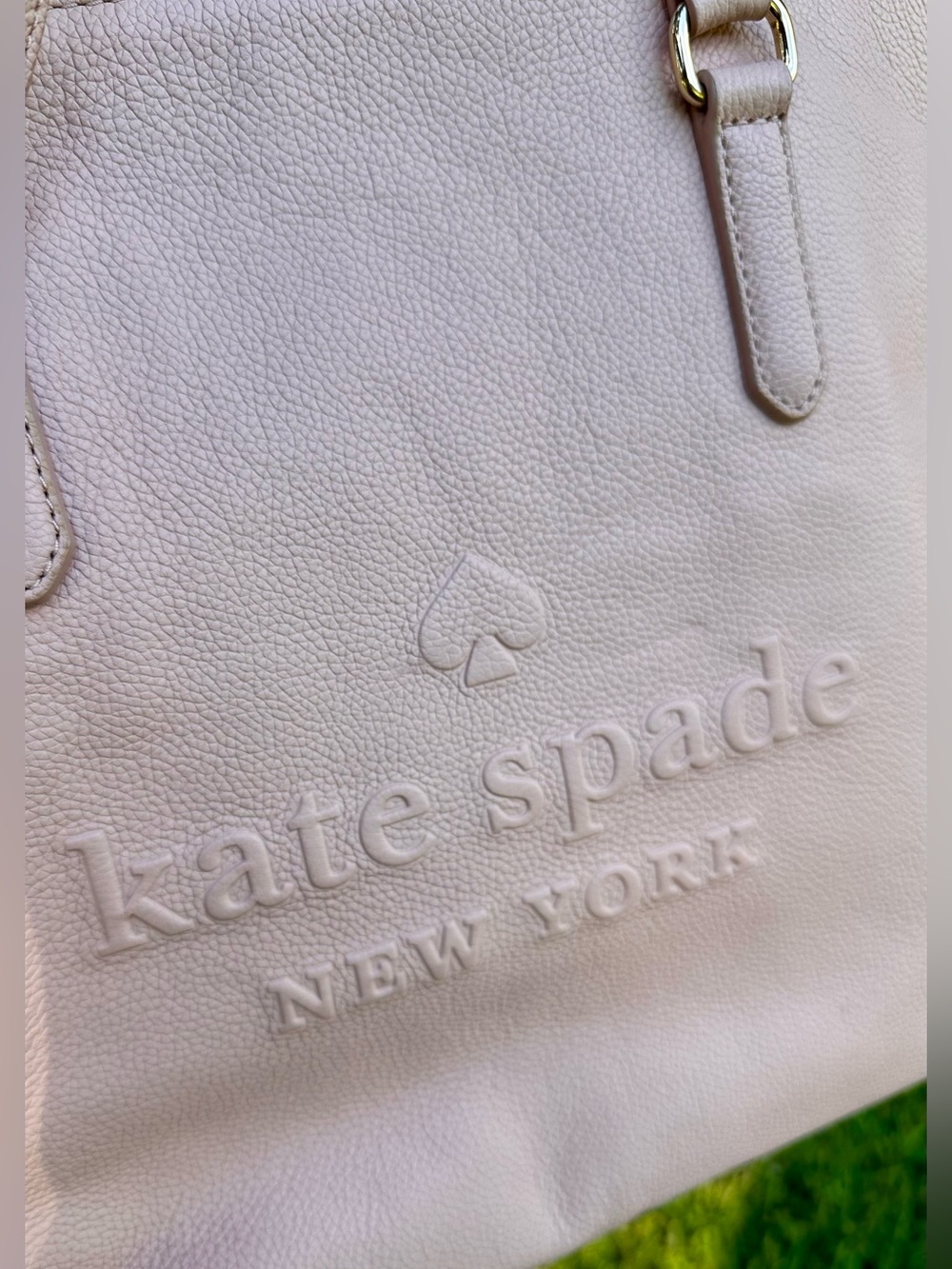 Kate Spade Larchmont Ave Logo Penny Pink Leather Large Tote - Picture 8 of 9